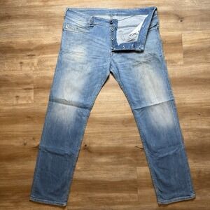 Diesel Iakop Jeans Men 38x32 Blue Regular Slim Tapered Fit Stretch 0664Q (Tag36)